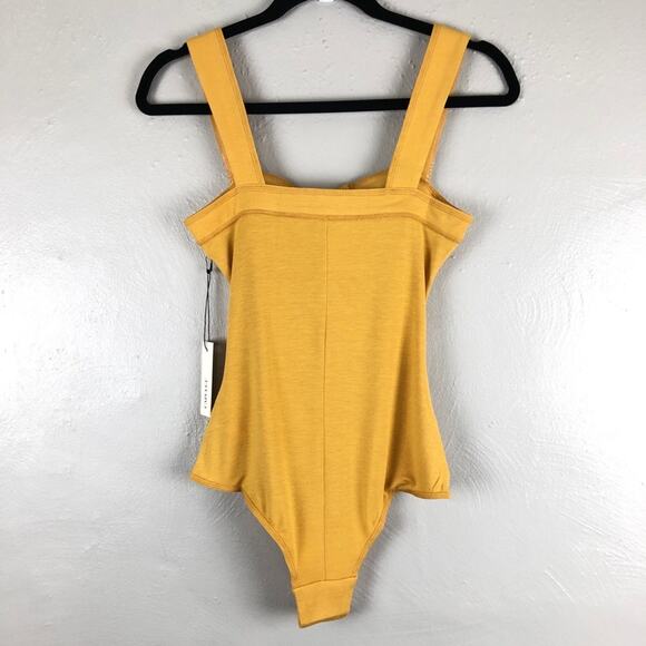 Capulet REVOLVE Mustard Yellow Goldenrod Cara Lace Up Front Lightweight Bodysuit - Picture 3 of 9